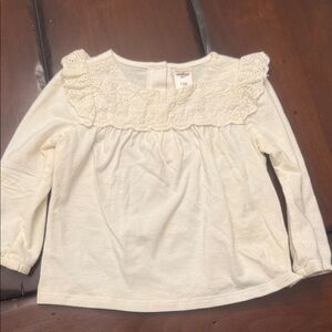 OshKosh B'gosh Cream Long-Sleeve Lace Yoke Top